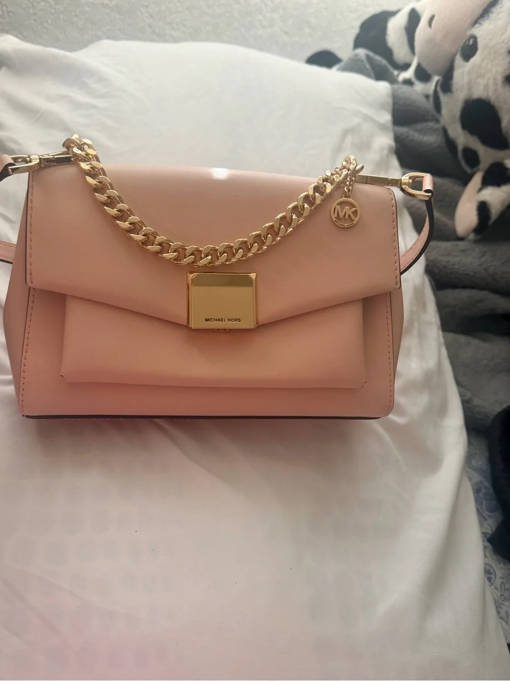 Michael Kors Pale Pink Leather Crossbody with Gold Hardware